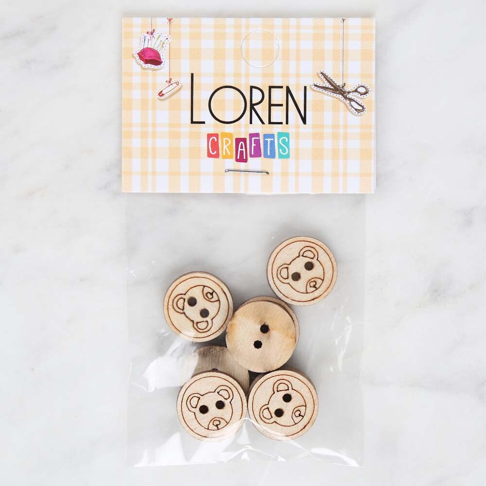 Loren Crafts 8'li Ahşap Düğme Ayıcık - 1756